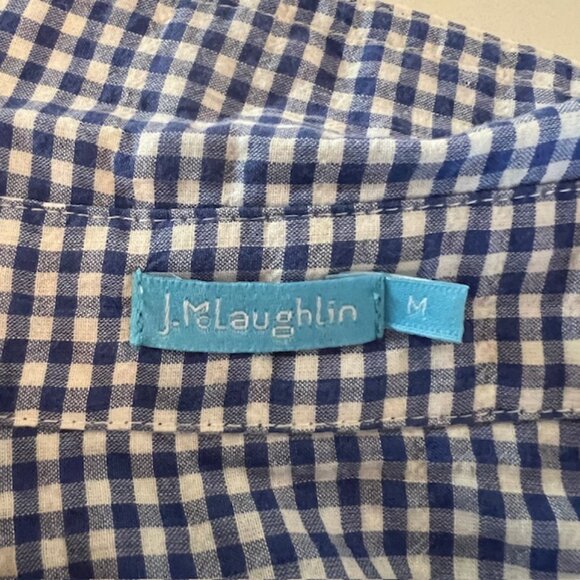J.McLaughlin Blue Gingham Check Cotton Button Down Shirt Women’s Medium - Picture 5 of 6